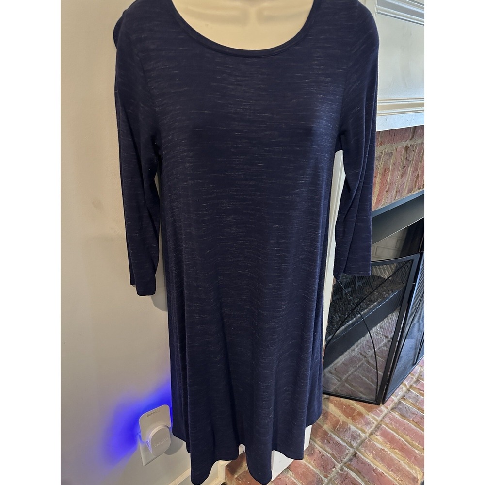 Women's Hilary Radley Navy Blue Blend 3/4 Sleeve Shift Dress Size Small